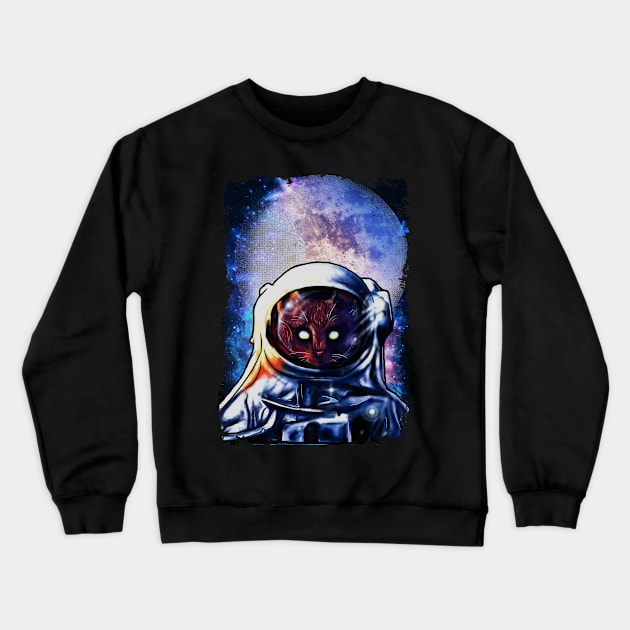 Cat Astronaut In Space Crewneck Sweatshirt by E